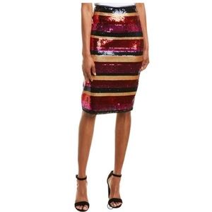 TRINA TURK Multicolor Striped Pencil Midi Skirt